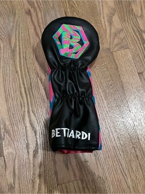 Bettardi Black Golf Headcover with Pink & Teal Accents